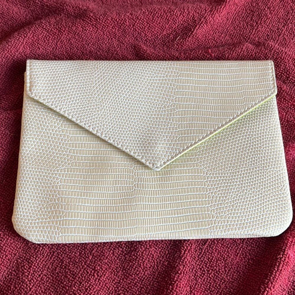 Cream Snakeskin Envelope Bac